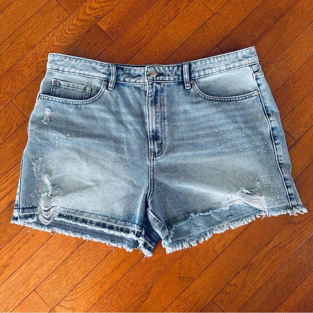 Rebecca Minkoff Embellished Distressed Denim Shorts